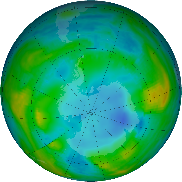 Antarctic ozone map for 26 July 1985